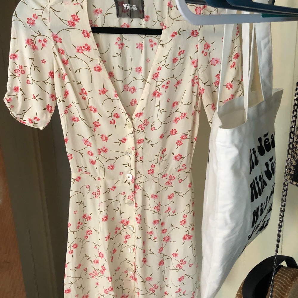 reformation pink floral dress XS